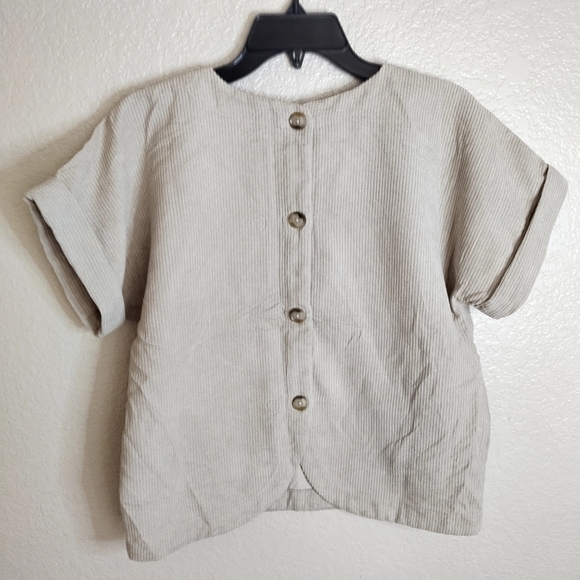 madewell Corduroy V-Neck Back Buttons Top Cream Sz S - Picture 4 of 6